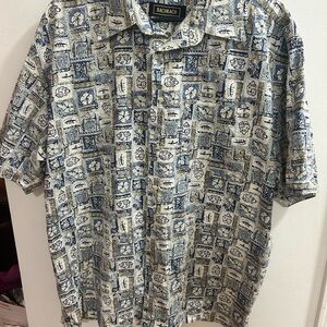 Bachrach XL‎ Blue Patterned Men's Shirt